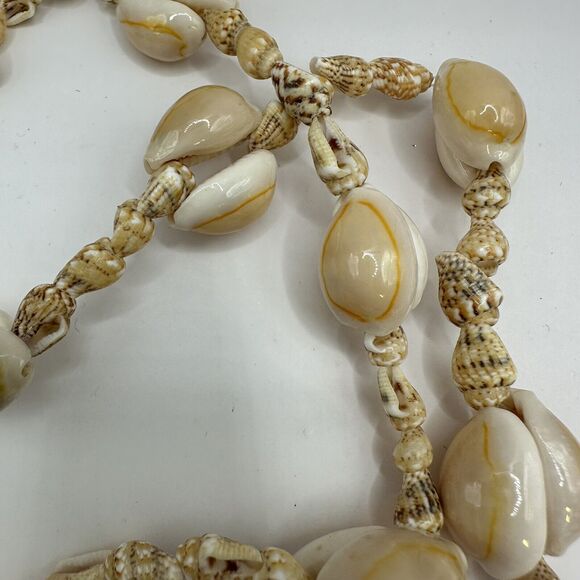 Seashell Necklace Brown Tan Beaded Strand Shell Beach Sea Ocean Shells NO CLASP - Picture 4 of 8